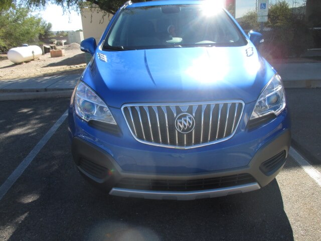After repair of a Buick, showing the front end is completely repaired.
